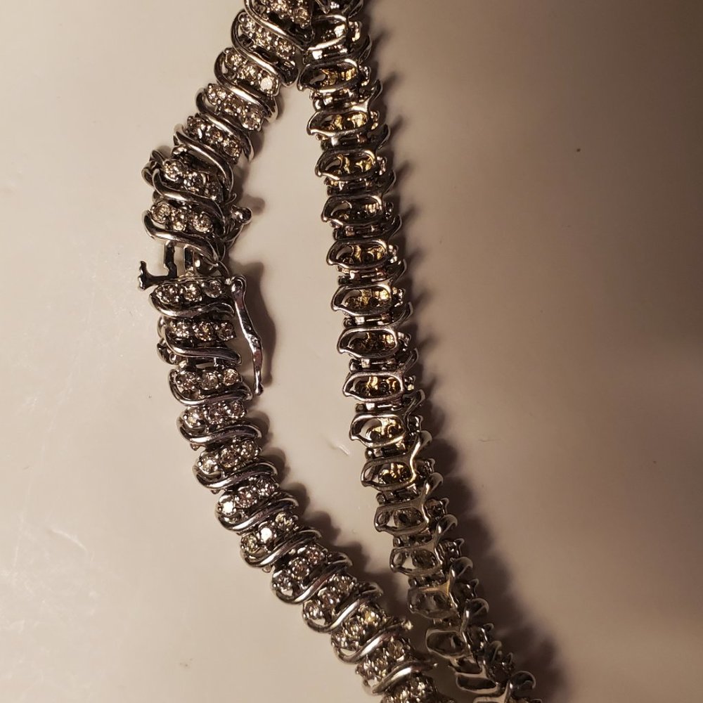 DIAMOND TENNIS BRACELET 14K WHITE  GOLD - Picture 6 of 12